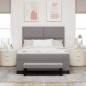 vidaXL Letto con Box Spring con Materasso e Panchina Taupe 140x190 cm Tessuto vidaXL Letto con Box Spring con Materasso e Panchina Taupe 140x190 cm Tessuto