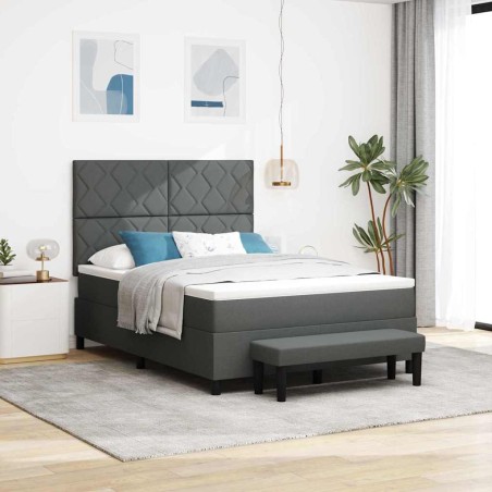 vidaXL Letto con rete a doghe con materasso e panca grigio scuro 140x200 cm tessuto