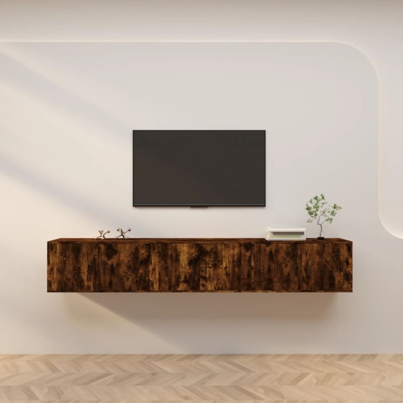 Mobili Porta TV a Parete 3 pz Rovere Fumo 80x34,5x40 cm Mobili Porta TV a Parete 3 pz Rovere Fumo 80x34,5x40 cm