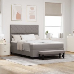 vidaXL Letto Box Spring con Materasso & Panchina Taupe 140x200 cm Tessuto