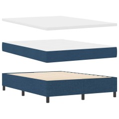 vidaXL Letto con Rete a Molle e Materasso & Panchetta Blu 140x200 cm Tessuto