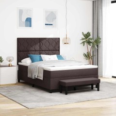 vidaXL Letto con Rete e Materasso & Panca Marrone Scuro 160x200 cm Tessuto