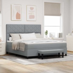 vidaXL Letto a Molle Grigio Chiaro con Materasso e Panchina 180x200 cm in Tessuto