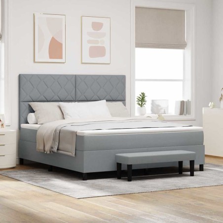 vidaXL Letto a Molle Grigio Chiaro con Materasso e Panchina 180x200 cm in Tessuto