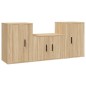 Set di Mobili Porta TV 3 pz Rovere Sonoma in Legno Multistrato Set di Mobili Porta TV 3 pz Rovere Sonoma in Legno Multistrato