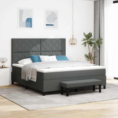 vidaXL Letto Box Spring con Materasso e Panchina Grigio Scuro 180x200 cm Tessuto
