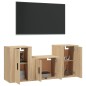 Set di Mobili Porta TV 3 pz Rovere Sonoma in Legno Multistrato Set di Mobili Porta TV 3 pz Rovere Sonoma in Legno Multistrato