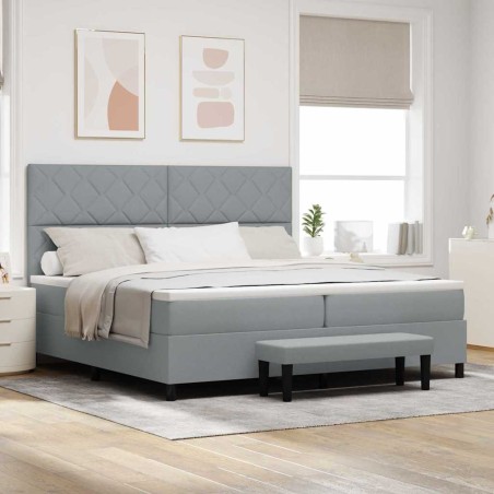vidaXL Letto a Molle con Materasso e Panchetta Grigio Chiaro 200x200 cm Tessuto