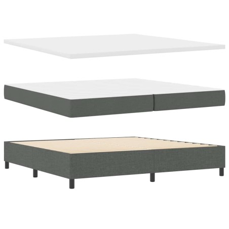 vidaXL Letto box spring con materasso e panca grigio scuro 200x200 cm in tessuto