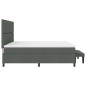 vidaXL Letto box spring con materasso e panca grigio scuro 200x200 cm in tessuto