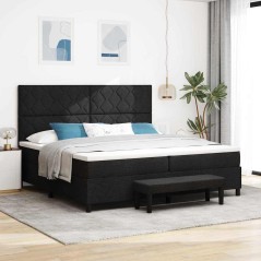 vidaXL Letto a Molle con Materasso e Panchina Nera 200x200 cm Tessuto