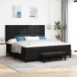vidaXL Letto a Molle con Materasso e Panchina Nera 200x200 cm Tessuto vidaXL Letto a Molle con Materasso e Panchina Nera 200x200 cm Tessuto