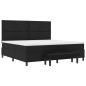 vidaXL Letto a Molle con Materasso e Panchina Nera 200x200 cm Tessuto vidaXL Letto a Molle con Materasso e Panchina Nera 200x200 cm Tessuto