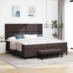 vidaXL Letto con Box Spring con Materasso e Panchina Marrone Scuro 200x200 cm Tessuto