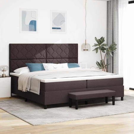 vidaXL Letto con Box Spring con Materasso e Panchina Marrone Scuro 200x200 cm Tessuto