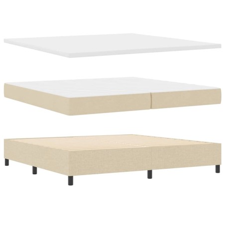vidaXL Letto con Box Spring con Materasso & Panca Crema 200x200 cm in Tessuto