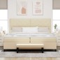 vidaXL Letto con Box Spring con Materasso & Panca Crema 200x200 cm in Tessuto vidaXL Letto con Box Spring con Materasso & Panca Crema 200x200 cm in Tessuto