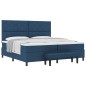 vidaXL Letto con Box Spring e Materasso & Panchina Blu 200x200 cm Tessuto vidaXL Letto con Box Spring e Materasso & Panchina Blu 200x200 cm Tessuto