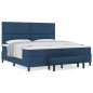 vidaXL Letto con Box Spring e Materasso & Panchina Blu 200x200 cm Tessuto vidaXL Letto con Box Spring e Materasso & Panchina Blu 200x200 cm Tessuto