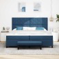 vidaXL Letto con Box Spring e Materasso & Panchina Blu 200x200 cm Tessuto vidaXL Letto con Box Spring e Materasso & Panchina Blu 200x200 cm Tessuto