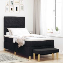 vidaXL Letto a Molla con Materasso & Panchina Nera 80x200 cm Tessuto