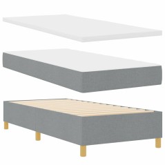 vidaXL Letto a Molle con Materasso e Panchina Grigio Chiaro 100x200 cm Tessuto