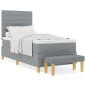 vidaXL Letto a Molle con Materasso e Panchina Grigio Chiaro 100x200 cm Tessuto vidaXL Letto a Molle con Materasso e Panchina Grigio Chiaro 100x200 cm Tessuto