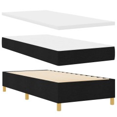 vidaXL Letto Box Spring con Materasso e Panchina Nero 100x200 cm Tessuto