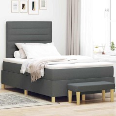 vidaXL Letto con Box Spring con Materasso e Panchina Grigio Scuro 120x190 cm Tessuto