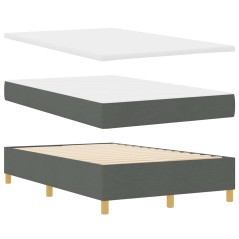 vidaXL Letto con Box Spring con Materasso e Panchina Grigio Scuro 120x190 cm Tessuto