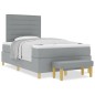 vidaXL Letto Box Spring con Materasso e Panchina Grigio Chiaro 120x200 cm Tessuto vidaXL Letto Box Spring con Materasso e Panchina Grigio Chiaro 120x200 cm Tessuto