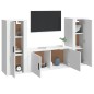 Set Mobili Porta TV 3 pz Bianco in Legno Multistrato Set Mobili Porta TV 3 pz Bianco in Legno Multistrato