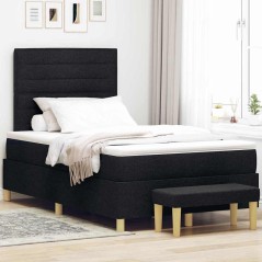 vidaXL Letto Box Spring con Materasso & Panchina Nero 120x200 cm Tessuto