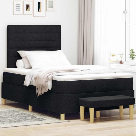 vidaXL Letto Box Spring con Materasso & Panchina Nero 120x200 cm Tessuto