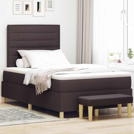 vidaXL Letto con Sommier con Materasso e Panchina Marrone Scuro 120x200 cm Tessuto