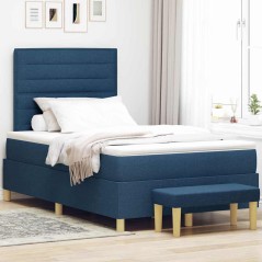 vidaXL Letto a Vano con Materasso e Panchina Blu 120x200 cm Tessuto