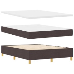 vidaXL Letto con Box Spring vitaXL con Materasso e Panchina Marrone Scuro 140x190 cm Tessuto