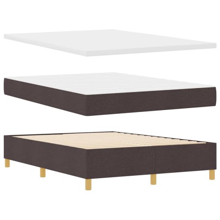 vidaXL Letto con Box Spring vitaXL con Materasso e Panchina Marrone Scuro 140x190 cm Tessuto
