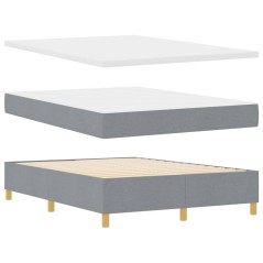 vidaXL Letto a Molla con Materasso e Panchina Grigio Chiaro 140x200 cm Tessuto