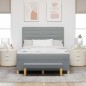 vidaXL Letto a Molla con Materasso e Panchina Grigio Chiaro 140x200 cm Tessuto vidaXL Letto a Molla con Materasso e Panchina Grigio Chiaro 140x200 cm Tessuto
