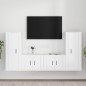 Set di Mobili Porta TV 4 pz Bianco in Legno Multistrato Set di Mobili Porta TV 4 pz Bianco in Legno Multistrato