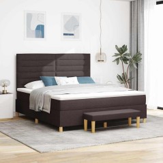 vidaXL Letto Box Spring con Materasso e Panchina Marrone Scuro 180x200 cm Tessuto