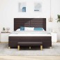 vidaXL Letto Box Spring con Materasso e Panchina Marrone Scuro 180x200 cm Tessuto vidaXL Letto Box Spring con Materasso e Panchina Marrone Scuro 180x200 cm Tessuto