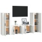 Set di Mobili Porta TV 4 pz Bianco in Legno Multistrato Set di Mobili Porta TV 4 pz Bianco in Legno Multistrato