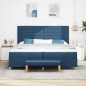 vidaXL Letto Box Spring con Materasso e Panchina Blu 200x200 cm Tessuto