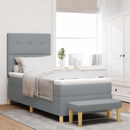 vidaXL Letto a Molle con Materasso e Panchina Grigio Chiaro 80x200 cm Tessuto