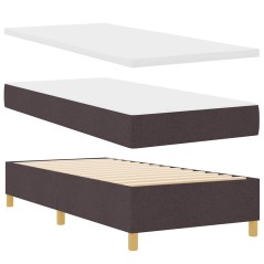 vidaXL Letto Box Spring con Materasso e Panchina Marrone Scuro 100x200 cm Tessuto