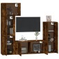 Set di Mobili Porta TV 5 pz Rovere Fumo in Legno Multistrato Set di Mobili Porta TV 5 pz Rovere Fumo in Legno Multistrato