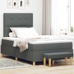 vidaXL Letto a Box Spring con Materasso e Panchina Grigio Scuro 120x190 cm Tessuto
