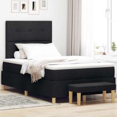 vidaXL Letto con Box Spring con Materasso & Panca Nera 120x190 cm Tessuto